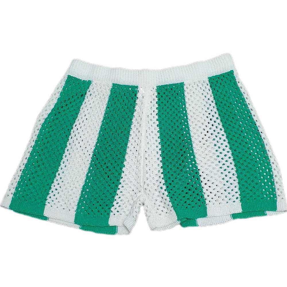 SHEIN Women's Green & White Knit Shorts Size 1XL